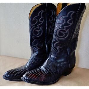 Nocona Cowboy Boots Mens Lizzard Black Cherry Sz 11D
